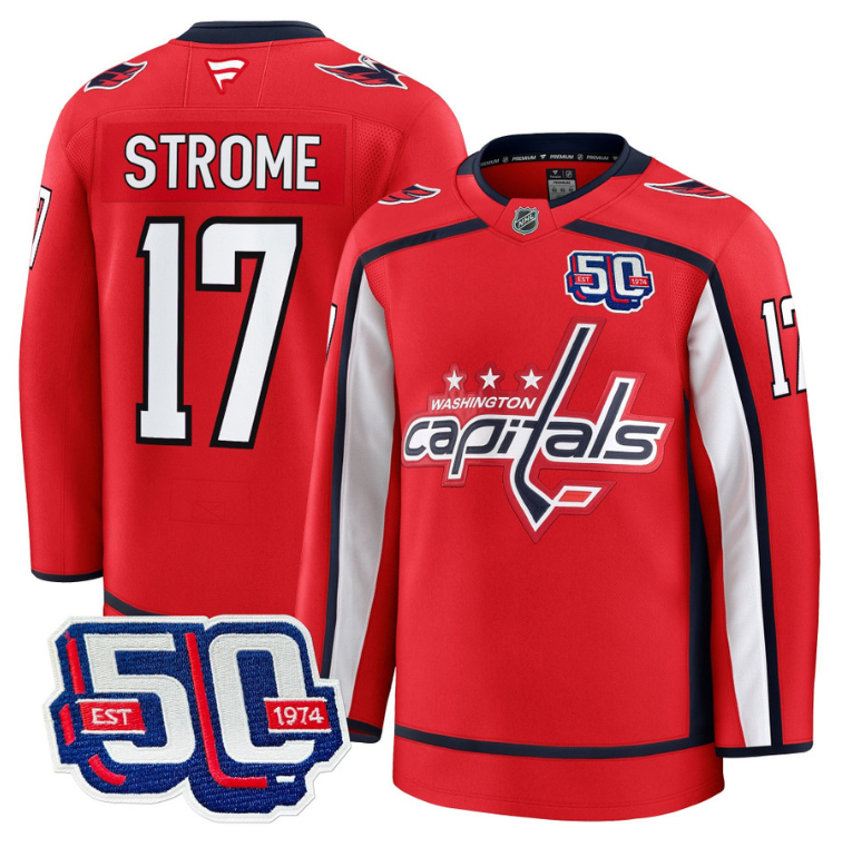 Men Dylan Strome Jersey #17 Washington Capitals 50th Anniversary Stitched