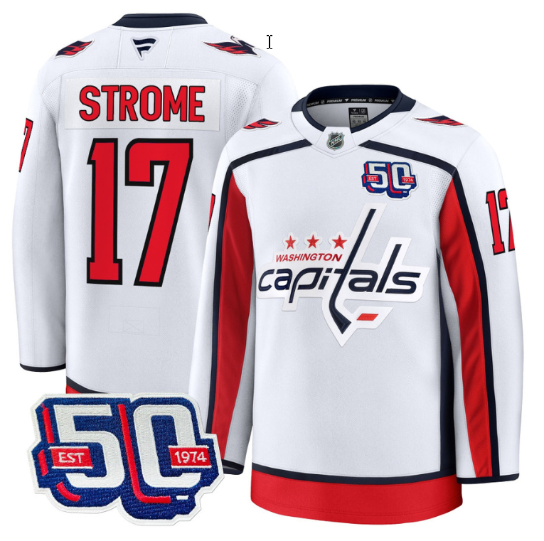 Men Dylan Strome Jersey #17 Washington Capitals 50th Anniversary Stitched