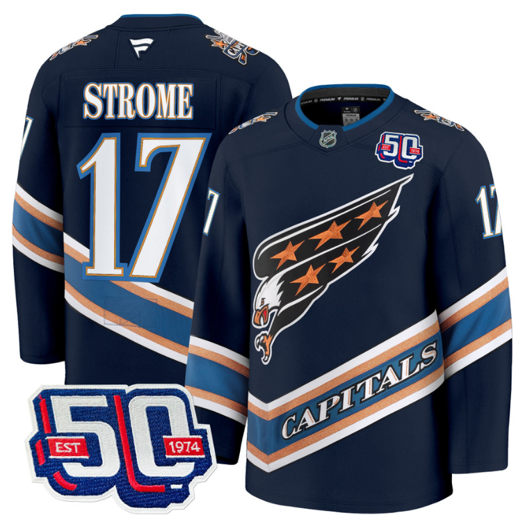 Men Dylan Strome Jersey #17 Washington Capitals 50th Anniversary Stitched