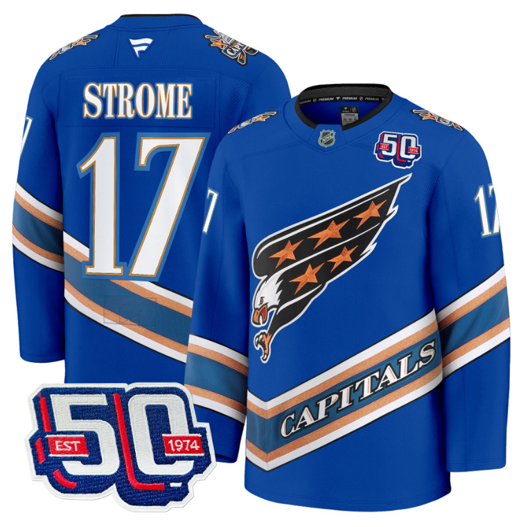 Men Dylan Strome Jersey #17 Washington Capitals 50th Anniversary Stitched
