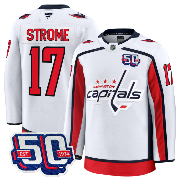 Men Dylan Strome Jersey #17 Washington Capitals 50th Anniversary Stitched