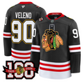 Joe Veleno Jersey #90 Chicago Blackhawks 100th Anniversary Stitched Black