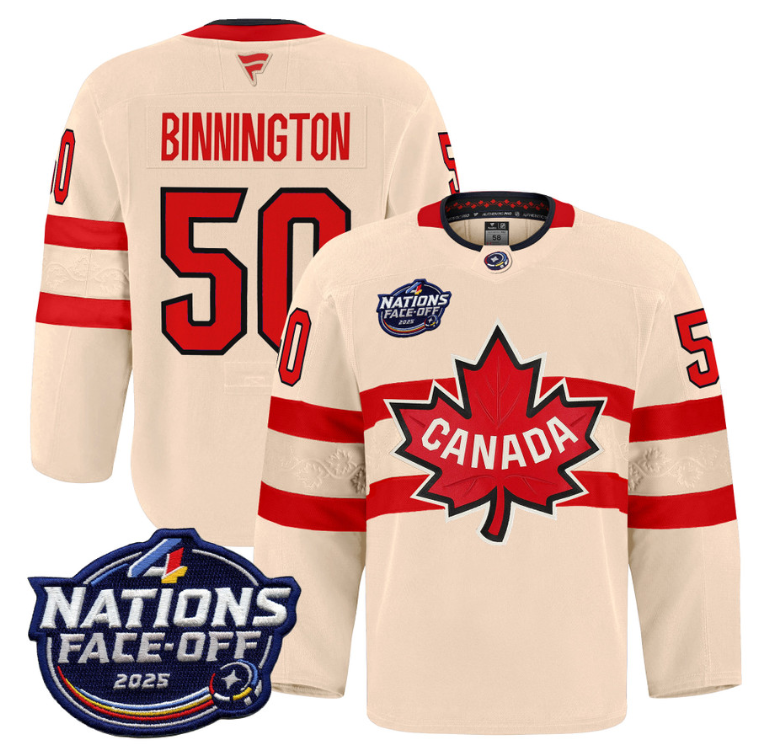Men Jordan Binnington Jersey #50 Canada 4 Nations Face-Off 2025 Pro