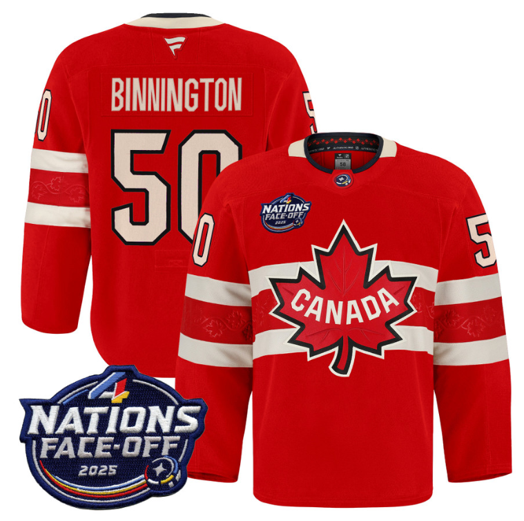 Men Jordan Binnington Jersey #50 Canada 4 Nations Face-Off 2025 Pro
