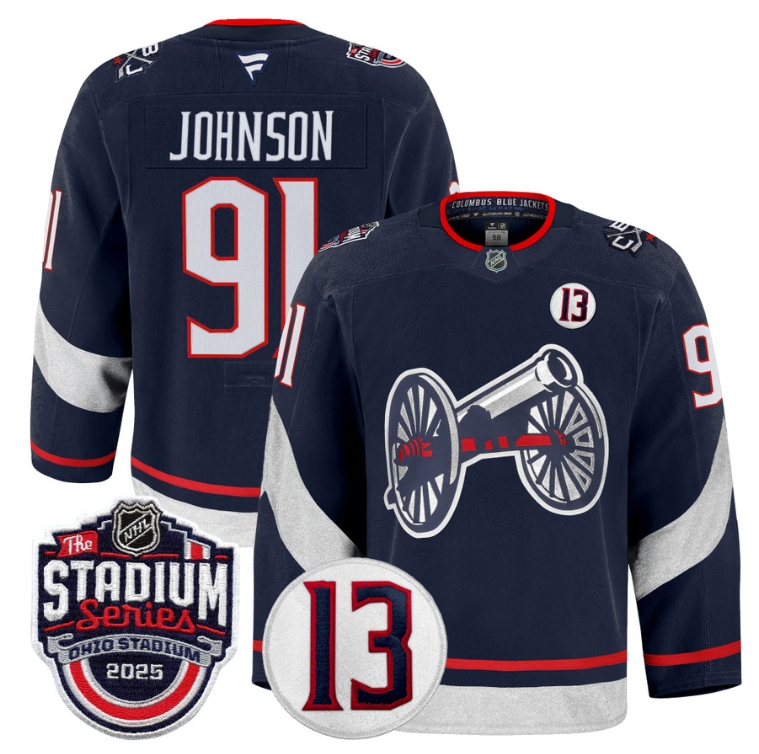 Men Kent Johnson Jersey #91 Columbus Blue Jackets 2025 Stadium Series