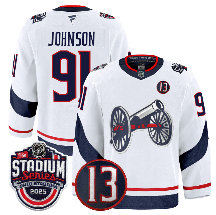 Men Kent Johnson Jersey #91 Columbus Blue Jackets 2025 Stadium Series