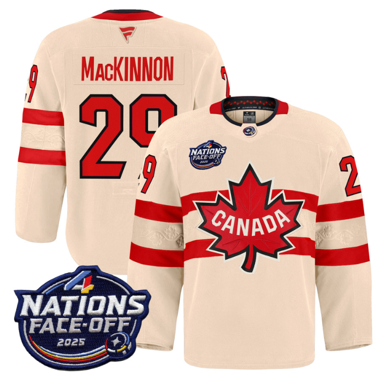 Men Nathan MacKinnon Jersey #29 Canada 4 Nations Face-Off 2025 Pro