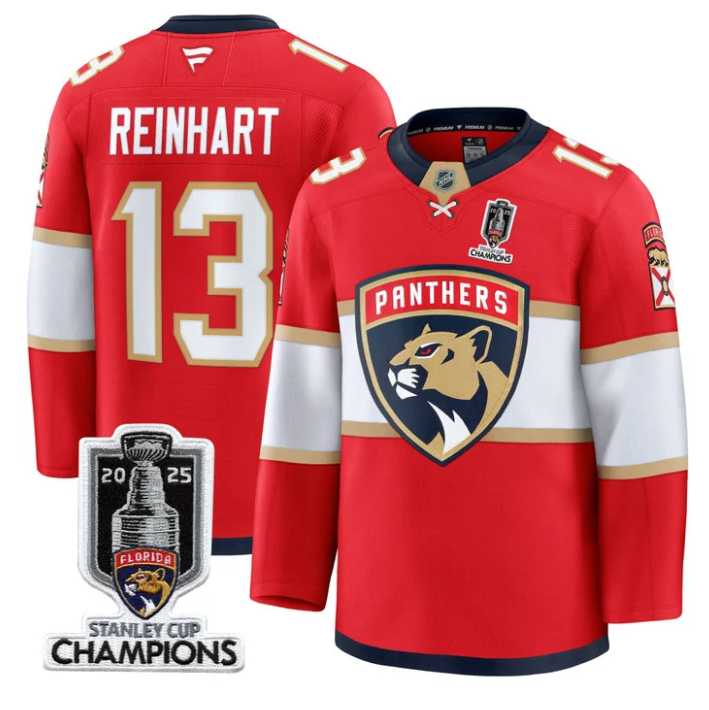 Sam Reinhart Jersey #13 Florida Panthers 2025 Stanley Cup Champions Blue