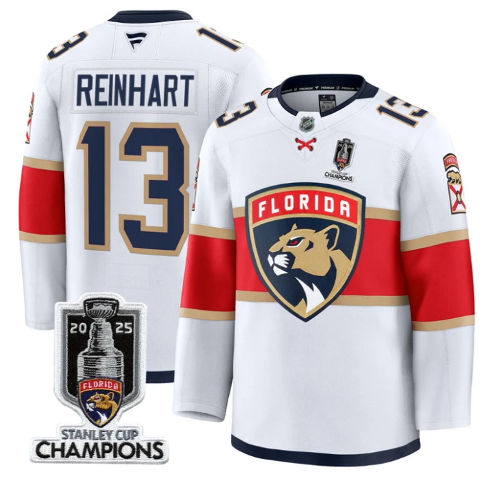 Sam Reinhart Jersey #13 Florida Panthers 2025 Stanley Cup Champions Blue
