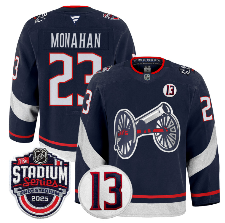 Men Sean Monahan Jersey #23 Columbus Blue Jackets 2025 Stadium Series