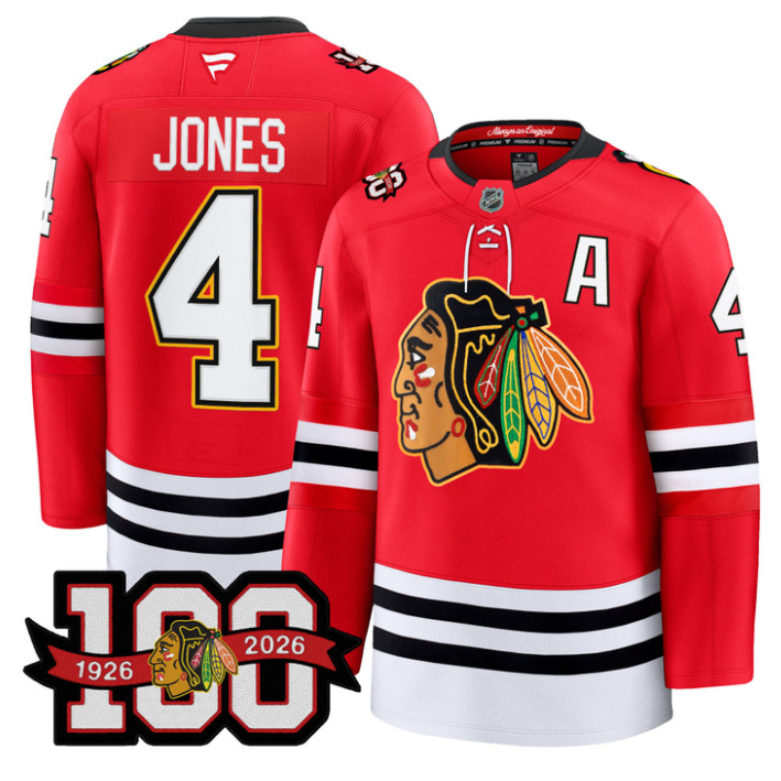Seth Jones Jersey #4 Chicago Blackhawks 100th Anniversary Stitched Black