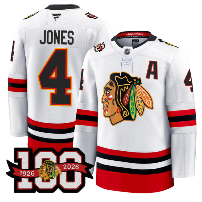 Seth Jones Jersey #4 Chicago Blackhawks 100th Anniversary Stitched Black