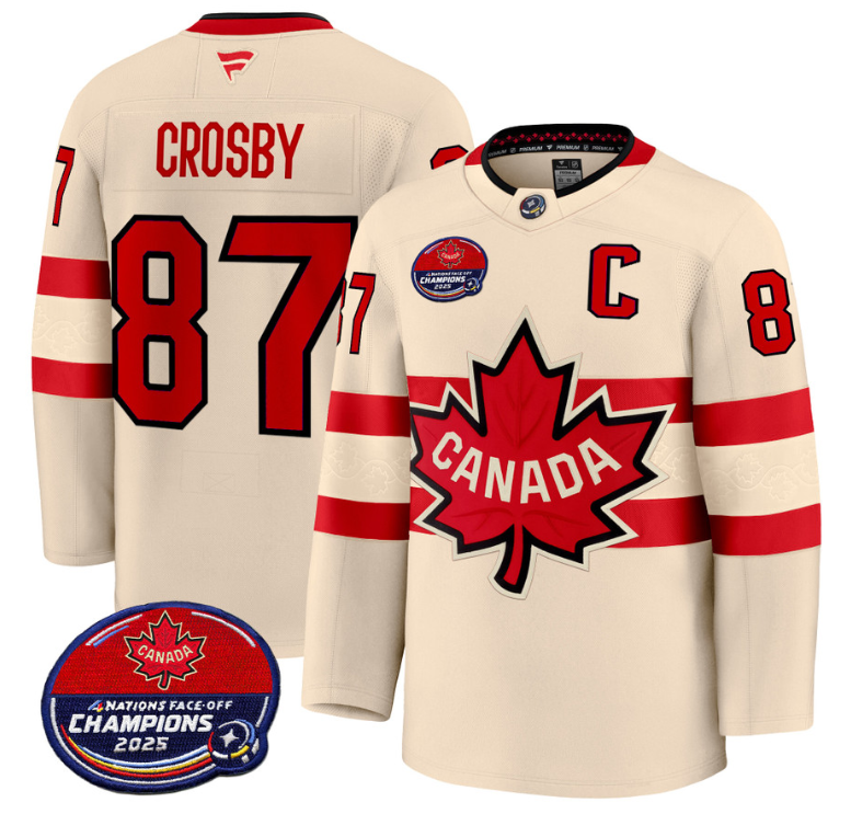 Men Sidney Crosby Jersey #87 Canada 4 Nations Face-Off 2025 Champions V2