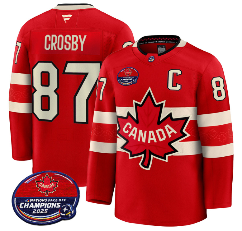 Men Sidney Crosby Jersey #87 Canada 4 Nations Face-Off 2025 Champions V2