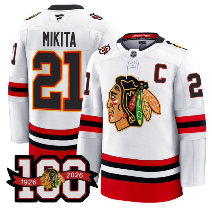 Stan Mikita Jersey #21 Chicago Blackhawks 100th Anniversary Stitched Black