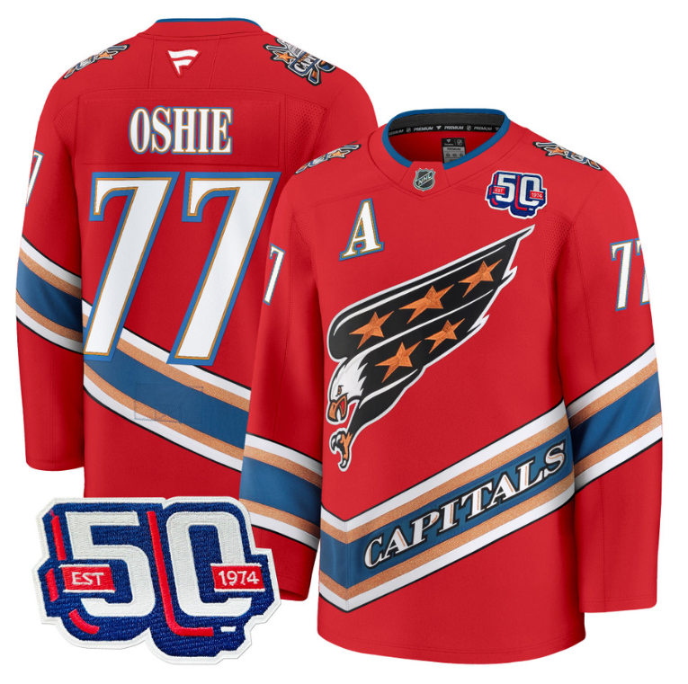 Men TJ Oshie Jersey #77 Washington Capitals 50th Anniversary