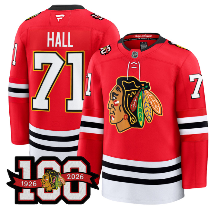 Taylor Hall Jersey #71 Chicago Blackhawks 100th Anniversary Stitched Black