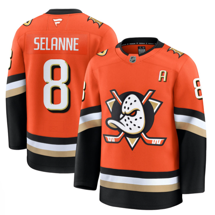 Teemu Selänne Jersey #8 Anaheim Ducks 2025 Premium Stitched Away