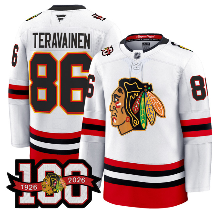Teuvo Teravainen Jersey #86 Chicago Blackhawks 100th Anniversary Black