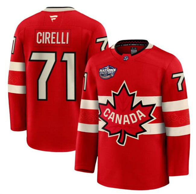 Men's Anthony Cirelli Jersey #71 Canada Red 2025 4 Nations Face-Off Stitched