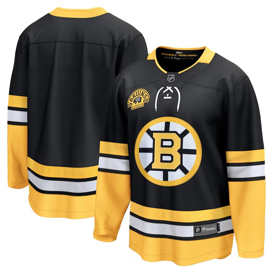 Boston Bruins 100th Anniversary Premier Breakaway Jersey 2025 Premium Stitched Black