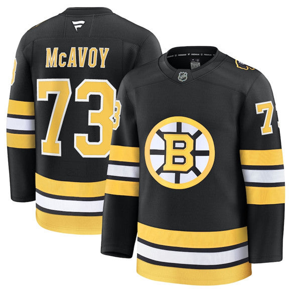 Men's Boston Bruins #73 Charlie McAvoy Jersey Black 2025 Home Stitched