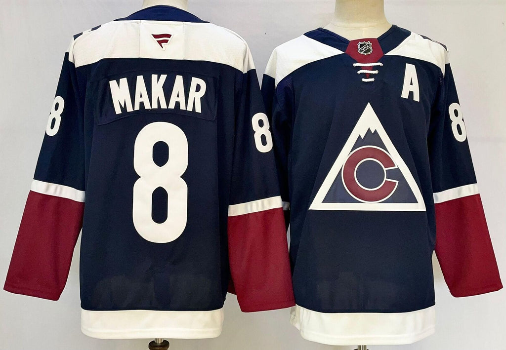 Men’s Cale Makar Jersey #8 Colorado Avalanche Navy All Stitched