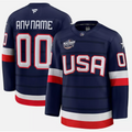 Men's Custom USA Hockey Jersey Navy 2025 4 Nations Face-Off Stitched