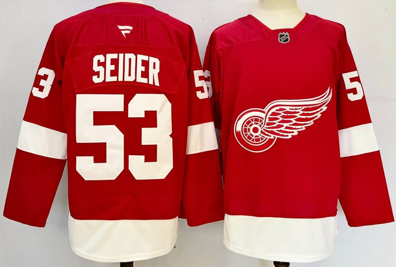 Detroit Red Wings #53 Moritz Seider Jersey  2025 Premium Stitched
