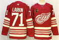 Men's Detroit Red Wings #71 Dylan Larkin Jersey Red 2025-26 With C Patch Centennial Premium Stitched