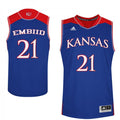 Men's Kansas Jayhawks #21 Joel Embiid Jersey White NCAA College Basketball Jerseys