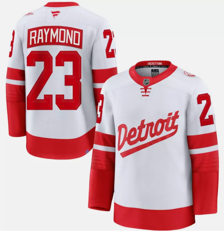 Lucas Raymond Jersey #23 Detroit Red Wings White 2025 Stadium Stitched