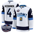 Men's Miro Heiskanen Jersey #4 Finland White 2025 4 Nations Face-Off Stitched