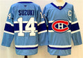 Men's Montreal Canadiens #14 Nick Suzuki Jersey Blue 2023-24 Reverse Retro Stitched