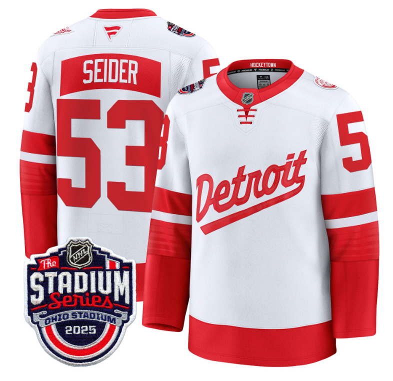 Men's Moritz Seider Jersey #53 Detroit Red Wings 2025 Stadium Series Stitched