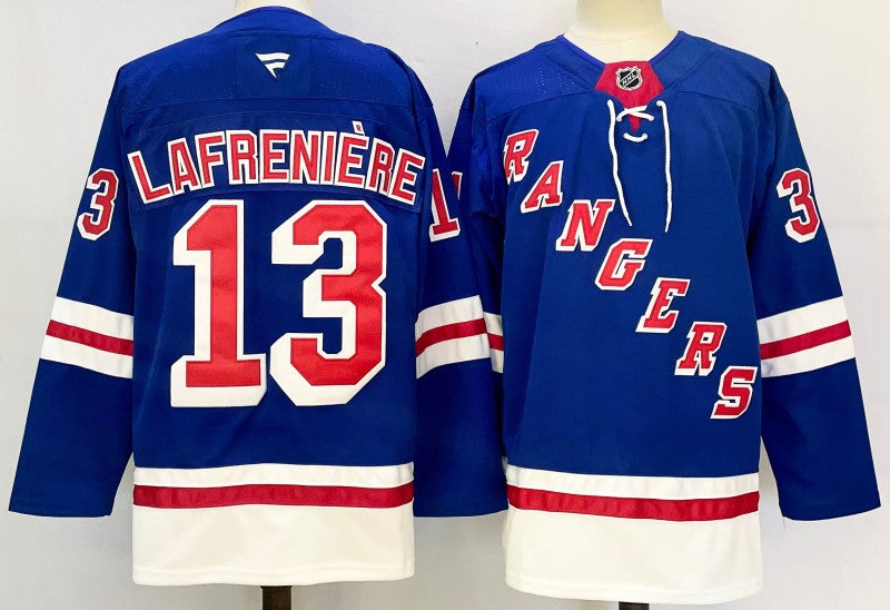 New York Rangers #13 Alexis Lafreniere Jersey 2025 Premium Stitched