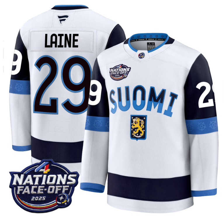Men's Patrik Laine Jersey #29 Finland White 2025 4 Nations Face-Off Stitched