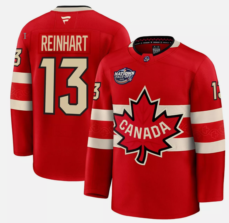 Men's Sam Reinhart Jersey #13 Red 2025 4 Nations Face-Off Stitched