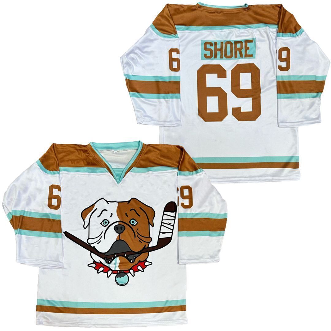 Men's TronX Bulldogs White Shore 69 TV Series Hockey Jerseys