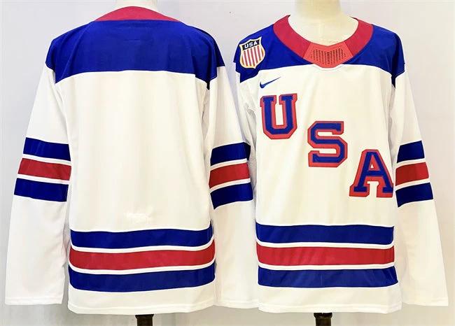 Men's USA Blank White 2025-2026 Stitched Hockey Jersey