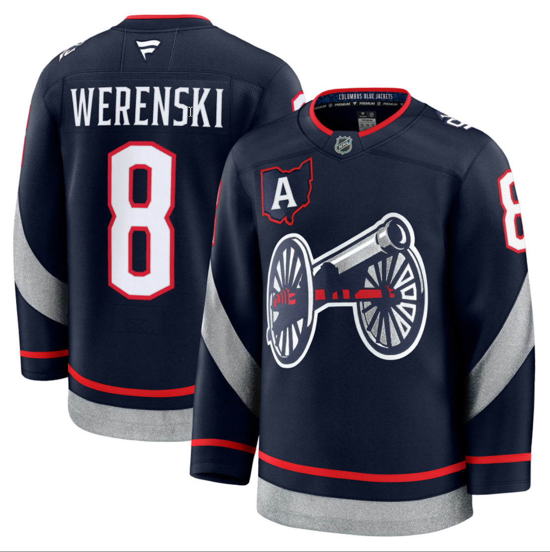Zach Werenski Jersey #8 Columbus Blue Jackets 2025 Stadium Series