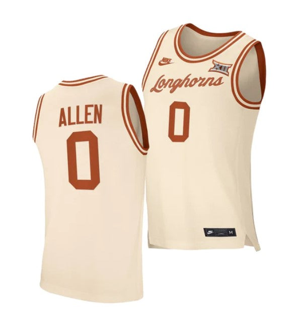 Men's #0 Timmy Allen Jersey Texas Longhorns College Basketball Jerseys Cream 2021