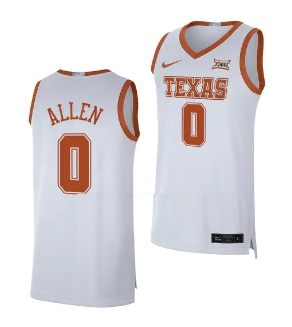 Men's #0 Timmy Allen Jersey Texas Longhorns College Basketball Jerseys White