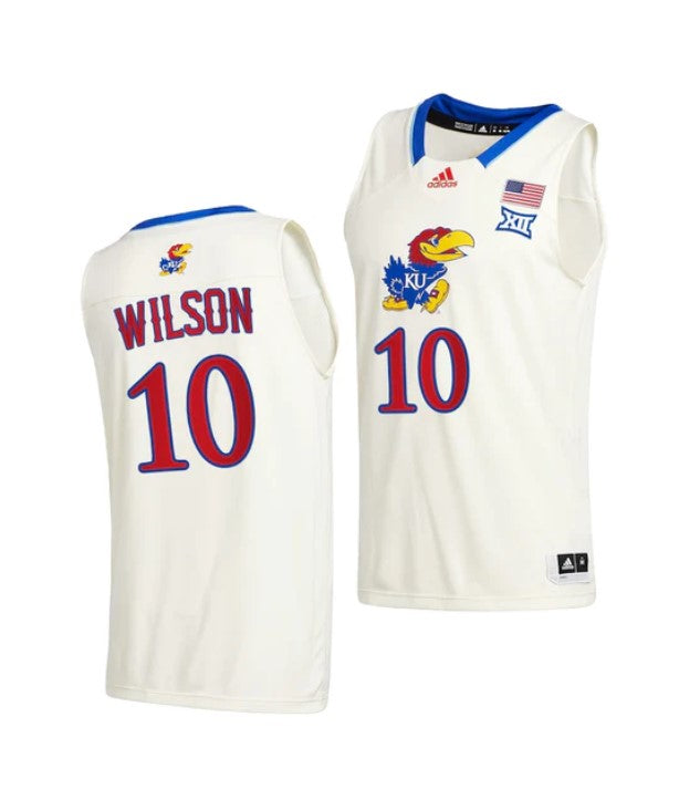 Men's #10 Jalen Wilson Jersey Kansas Jayhawks College Basketball Jerseys Gray 2021