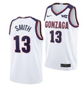 Men's #13 Malachi Smith Jersey Gonzaga Bulldogs College Basketball Jerseys White