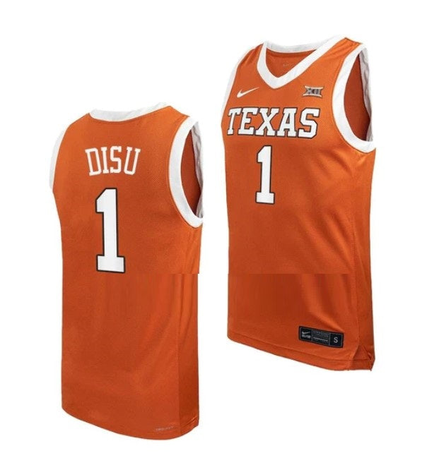 Men's #1 Dylan Disu Jersey Texas Longhorns College Basketball Jerseys Orange