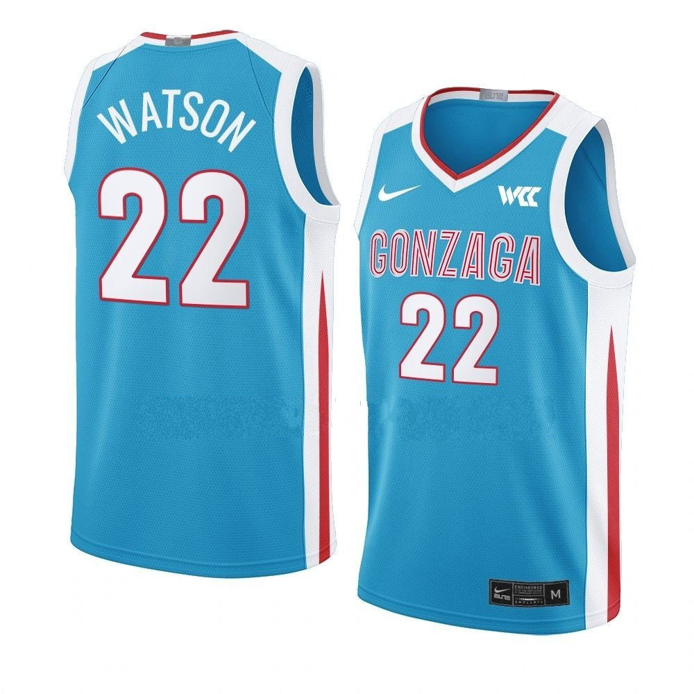 Men's #22 Anton Watson Jersey Gonzaga Bulldogs College Basketball Jerseys Blue