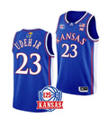 Men's #23 Ernest Udeh Jr Jersey Kansas Jayhawks College Basketball Jerseys Blue