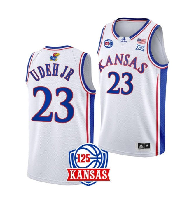 Men's #23 Ernest Udeh Jr Jersey Kansas Jayhawks College Basketball Jerseys White