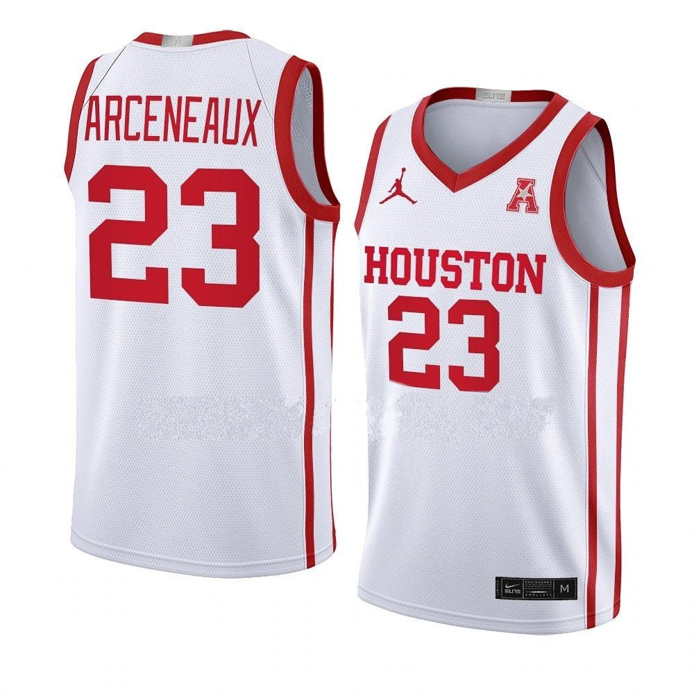 Men's #23 Terrance Arceneaux Jersey Houston Cougars College Basketball Jerseys White